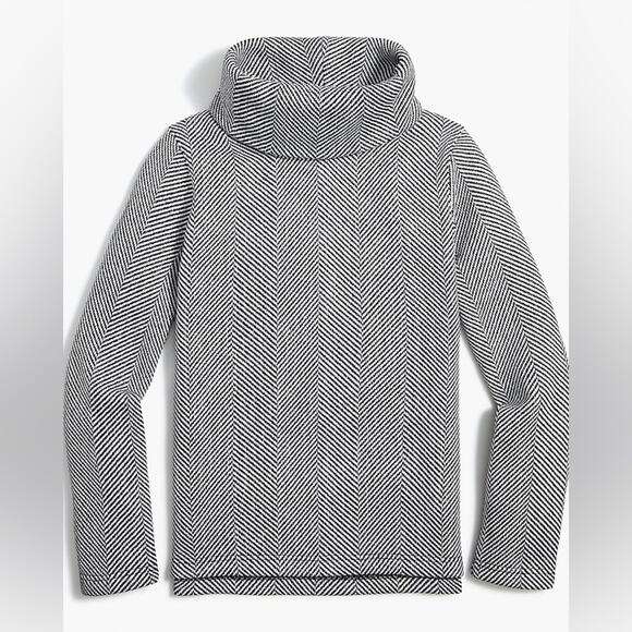 J. Crew Factory Long Sleeve Funnel Neck Pullover Herringbone Fleece Lined Size M - Picture 2 of 14